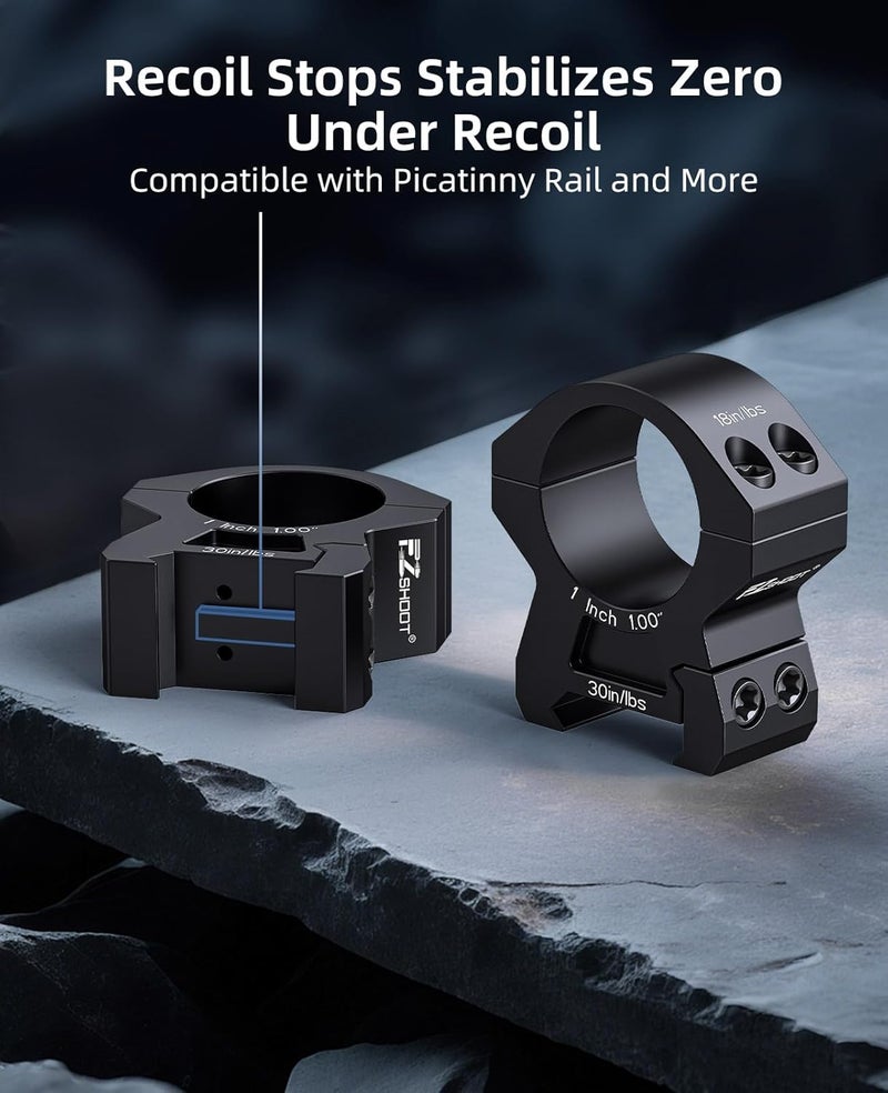 EZshoot 1 Inch Scope Rings Mount - Compatible with Picatinny Rails and More - 2 Pieces - Image 2